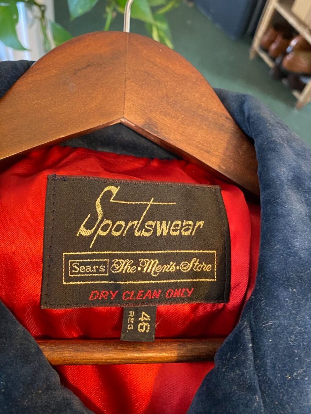 1970s Sears The Men's Store Sportswear Blue Suede Velour Safari Chore Jacket 46 - Picture 3 of 13